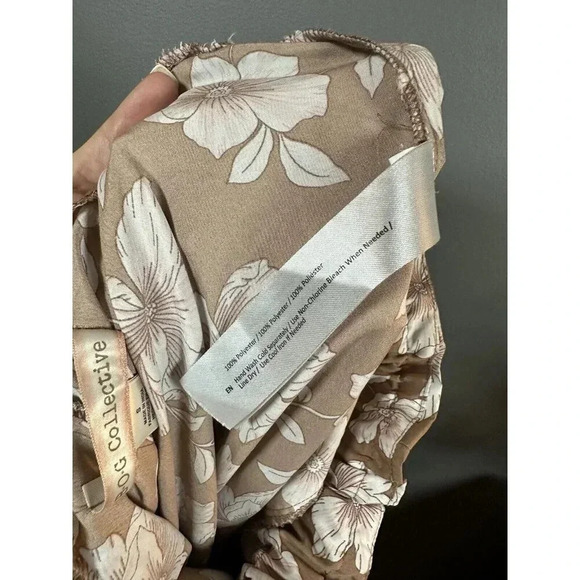 BOG collective wide‎ leg pant Small S Brown Floral Pink Print BK garments - Picture 9 of 9